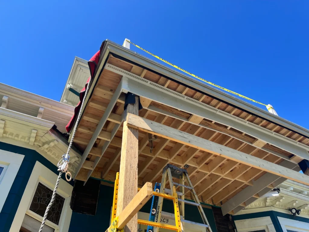 Exterior of a heritage building during renovation